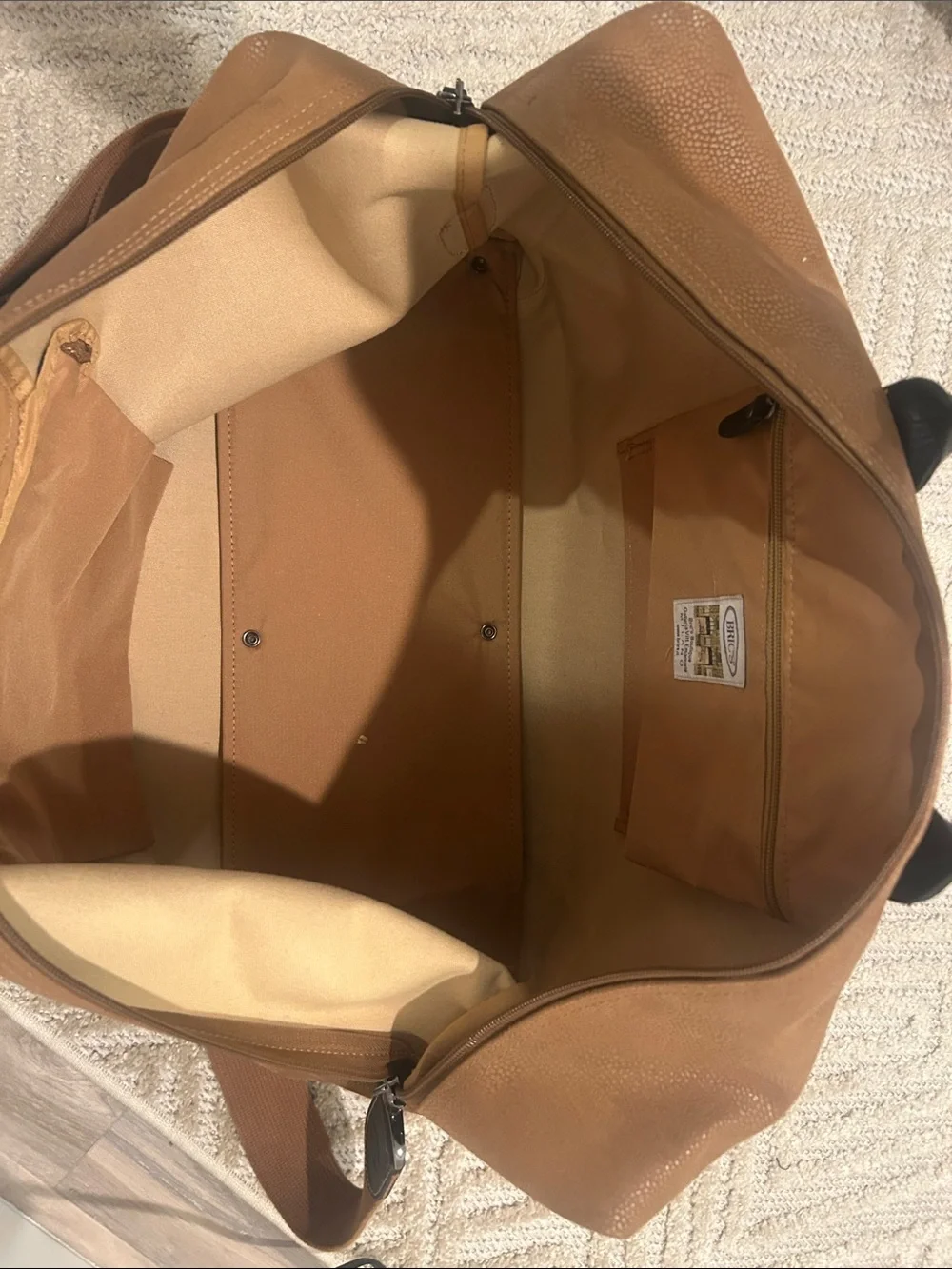 Bric's Tan and Brown 21” Pebbled Leather Duffel Bag
